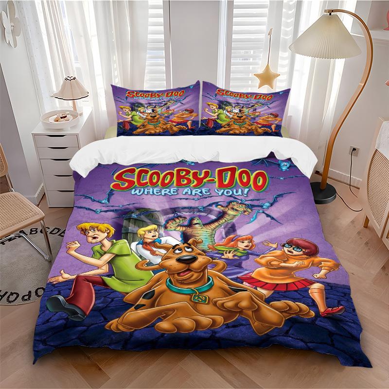 Постельное белье Scooby-Doo Mystery Solvers Пододеяльник Подарок для спальни, Включает 1 пододеяльник и 2 наволочки, Без вставкиB333