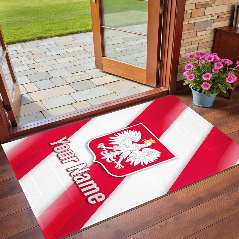 Crystal Velvet Rug Custom Name Text, Soft Non Slip Floor Mat Home DecorPoland
