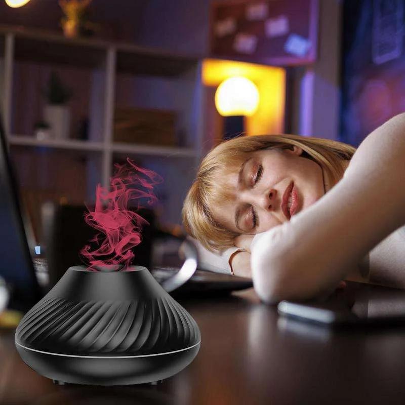 Ароматический диффузор Volcano, лампа с эфирным маслом, USB-портативный увлажнитель воздуха с цветным пламенным ночником, подходит для спальни