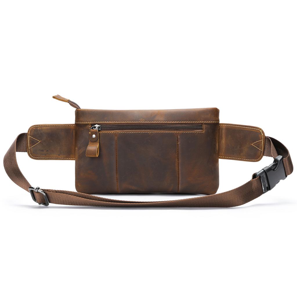 Винтажная специализированная спортивная поясная сумка Crazy Horse, кожаная мужская многофункциональная сумка через плечо для поездок на работу и учебу