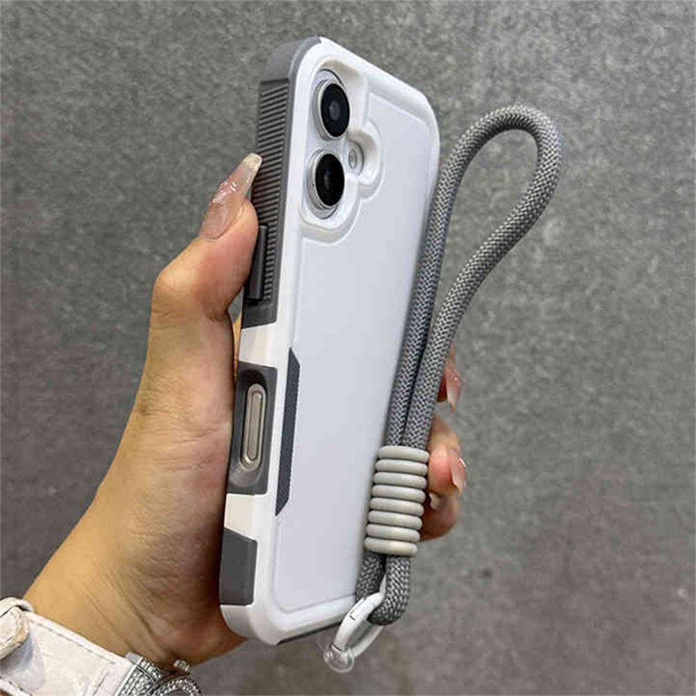 Luxury Solid Color Lanyard Soft Phone Case For iPhone 16 15 14 13 12 11 XS Pro Max Plus XR Camera Protection Shockproof Cover