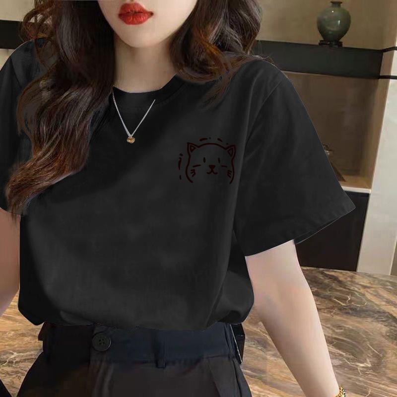 GMXIA Белая футболка с коротким рукавом для женщин, летняя свободная футболка с принтом для леди