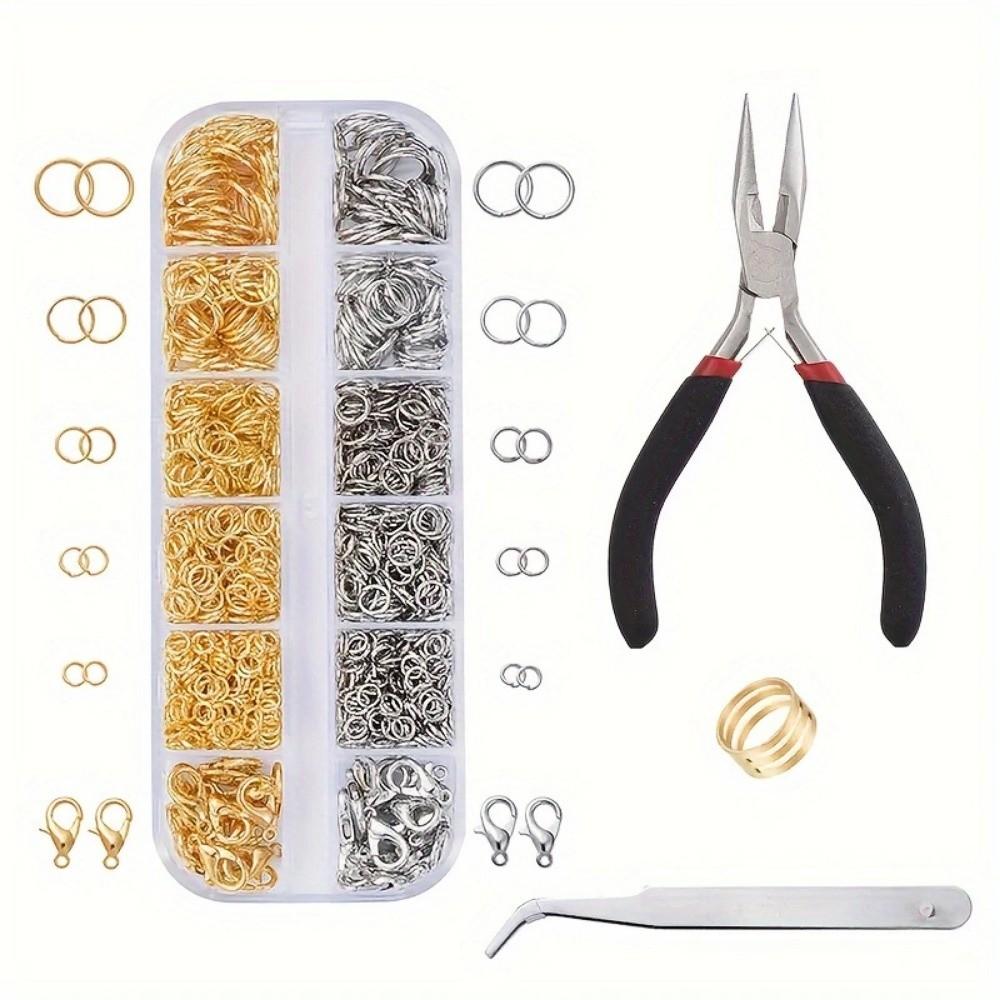 Open Jump Rings Jewelry Making Kit 12 Grids Repair Tools Kit Pliers Jewelry Findings Set  Bracelets