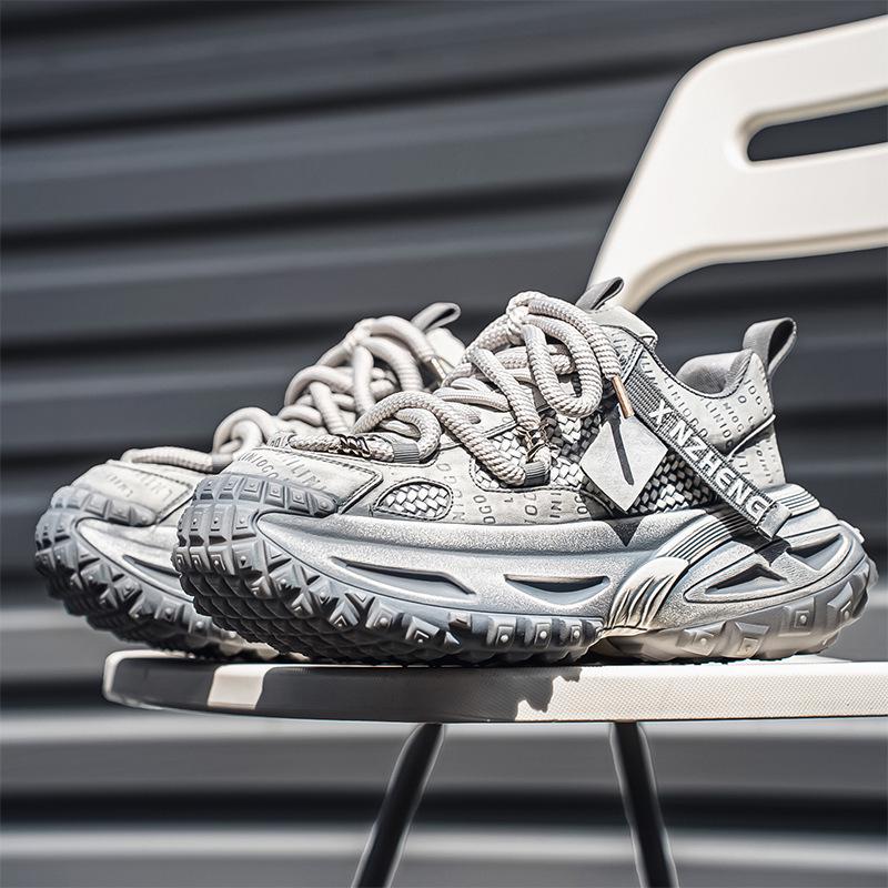 Мужские спортивные кроссовки из сетки класса люкс: Нескользящие, дышащие, толстая подошва, увеличивающие рост, повседневные кроссовки для бега в стиле «папа» на осень/зиму.