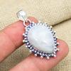 Радужный лунный камень драгоценный камень ручной работы из цельного серебра 925 пробы ювелирное украшение кулон подарок для нее