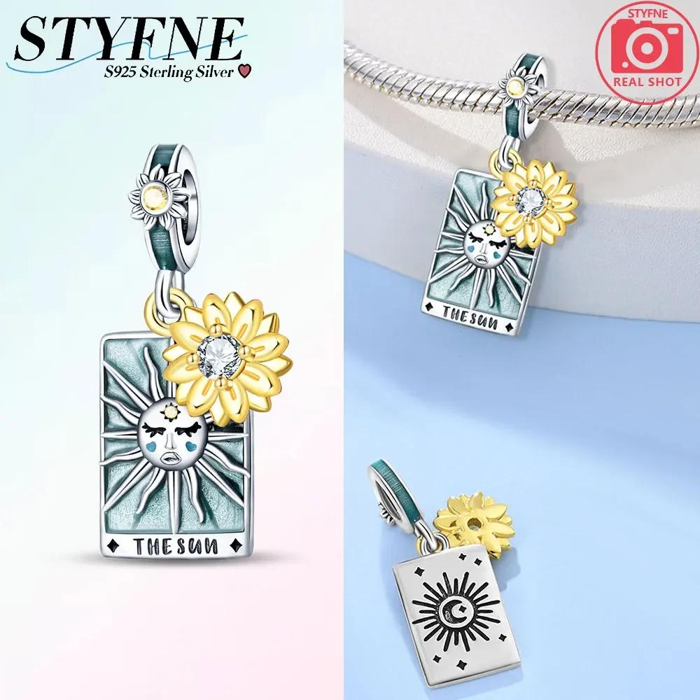 Pink Tarot Card Pendant Bead Component Stars Moon Sun Authentic Original Copper Metal Charm Bead Components Bead Components Compatible With Bracelet