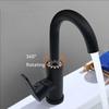 Bathroom Basin Faucets Black Sink Faucets Hot Cold Water Mixer Crane White Deck Mounted 360° Rotating Universal Water Taps