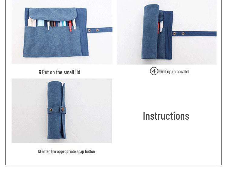 Японский ретро литературный холщовый скручивающийся пенал для студентов - Большой, Средний, Маленький