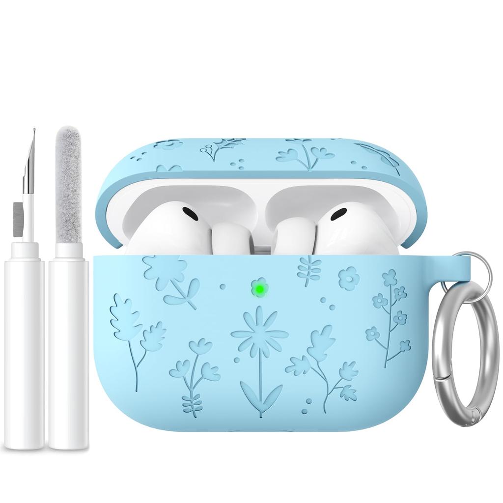 Для AirPods Pro 3 Чехол для наушников Силиконовый с гравировкой цветка для AirPods Pro 3-го поколения Чехол с набором для чистки для AirPods Pro 3