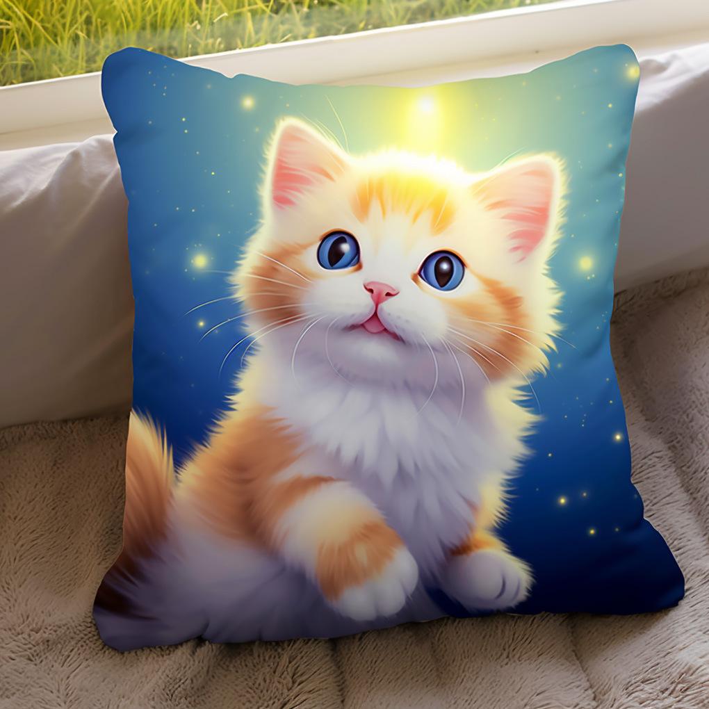 Simple Cute Kitten Pillow Cartoon Sofa Bedside Cushion Car Office Nap Cushion Cat Pillow