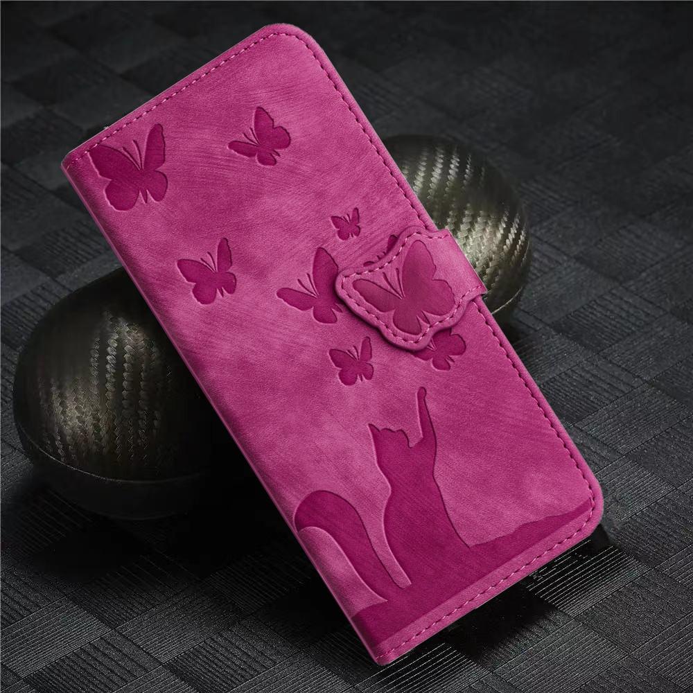 Кошелек Чехол-книжка Бабочка Кот Чехол Для iPhone 17 Air 16 15 14 13 12 11 Pro X XS XR Max 8 7 Plus Магнитные Кожаные Чехлы для Телефона