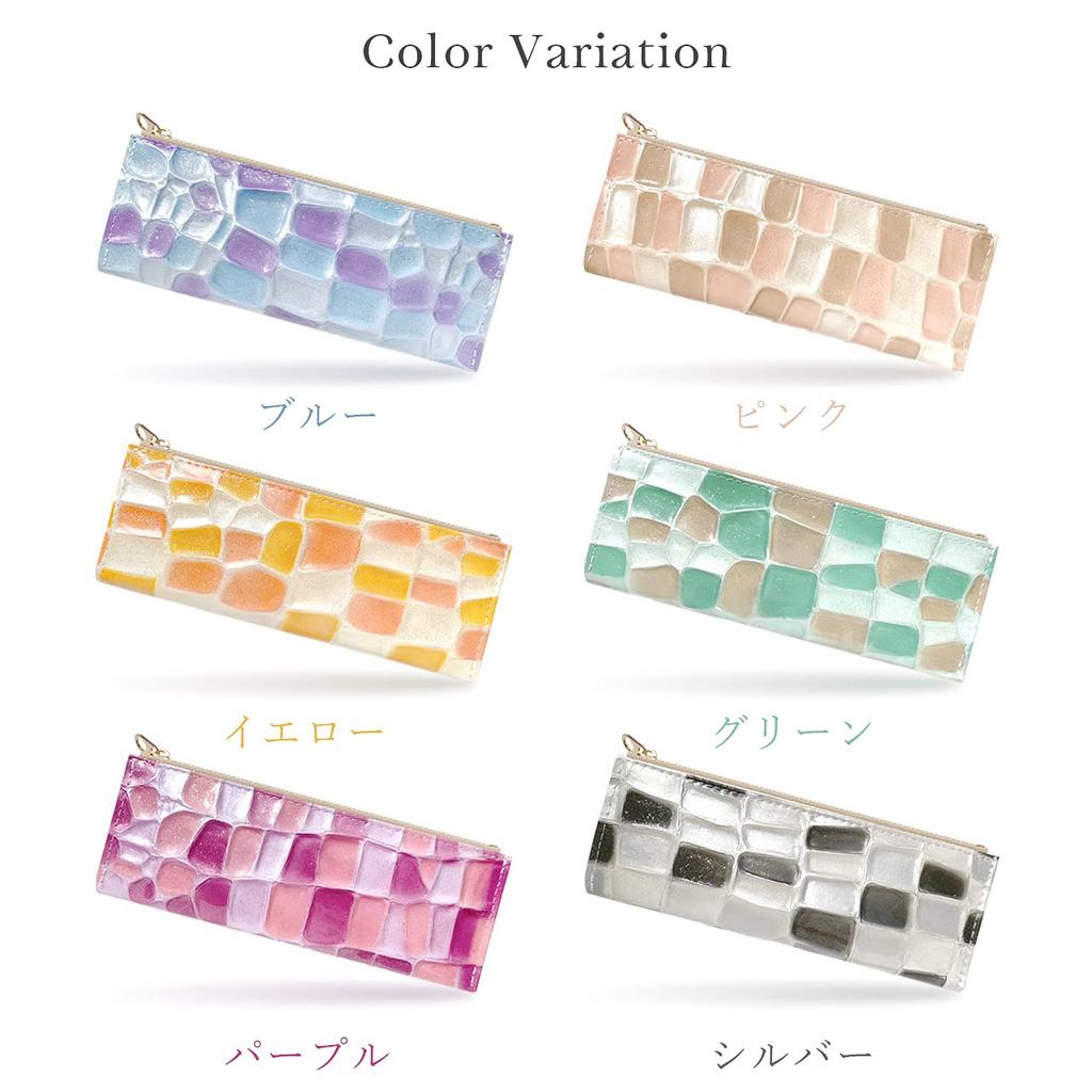 Пенал кожаный тонкий натуральная кожа компактный тонкий пенал держатель для ручек простой канцелярский воловья кожа витражное стекло фиолетовый женский мужской