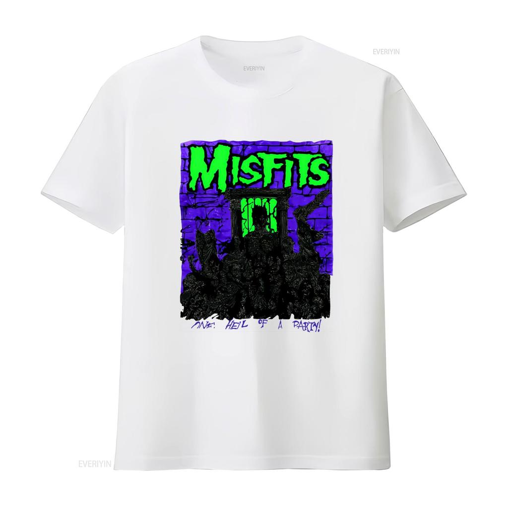 MISFITS 80s Rock Band One Hell of A Party T shirt Vintage Style for Fans vintage Washed Stylish graphic Versatile
