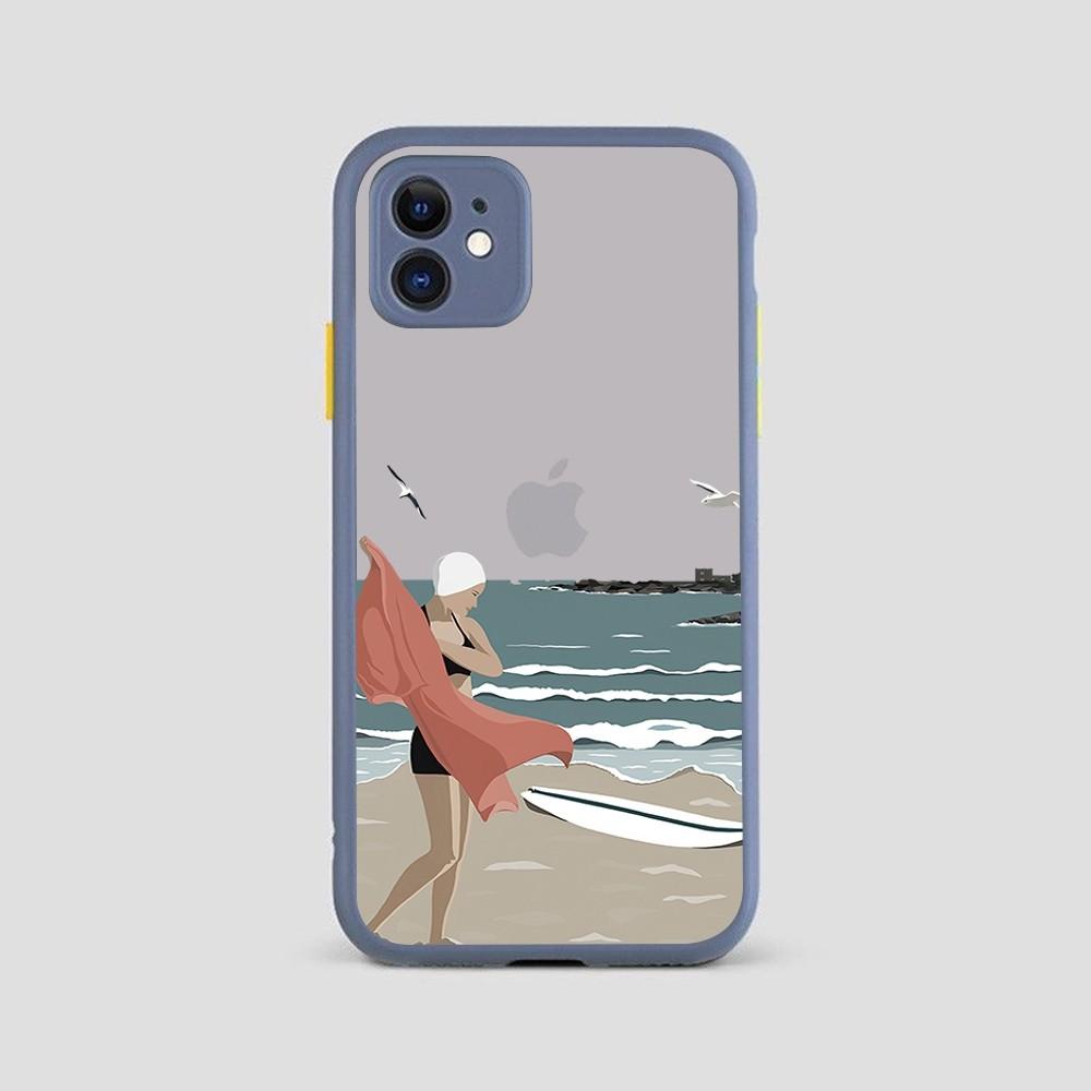 Чехол для телефона 'Пляжная серф-девушка' для iPhone 14 11 12 13 Mini Pro Max 8 7 Plus X XR XS MAX Полупрозрачный матовый чехол