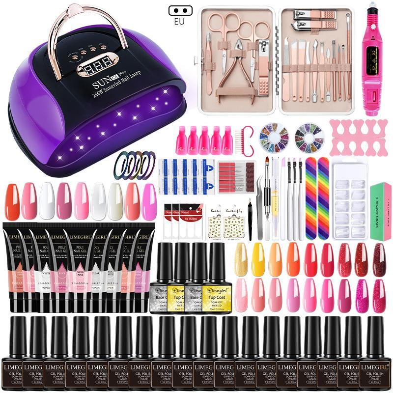 Nail Set 114/54W UV LED Lamp Dryer With 18/12 Pcs Nail Gel Polish Kit Soak Off Manicure Tools Set Electric Nail Drill Nail Tools