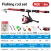 Fishing Rod Reel Combo 1.8m Telescopic Full Set Heavy Duty Rust Proof for Freshwater River Lake Fishing
