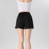 Women's Spring & Summer Pure Black Casual Sports Shorts, Quick - Dry Mid - Waist Drawstring Shorts for Fitness, Quarter Length Yoga Shorts