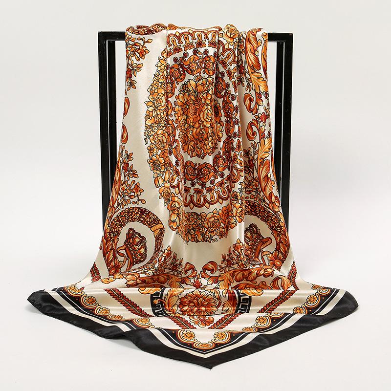 Spring and Autumn Women's Cashew Print Square Scarf Fashion Commuting Versatile Headscarf Stained Rose Square Scarf