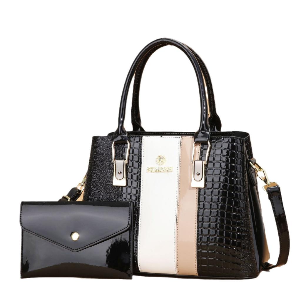 Сумка женская сумка продвинутый стиль 2025 новая текстура для матери среднего возраста сумка в лоскутной технике контрастного цвета большая вместимость сумка-тоут