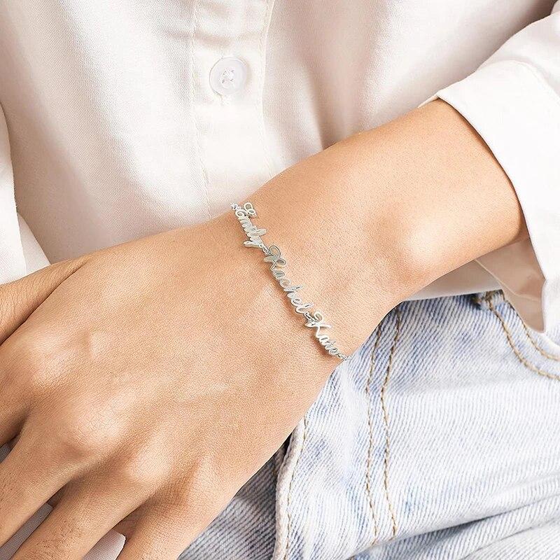 Noelia, индивидуальный браслет с 1-3 именами, персонализированные браслеты с буквами из нержавеющей стали для дружбы, семейные женские ювелирные изделия, подарок