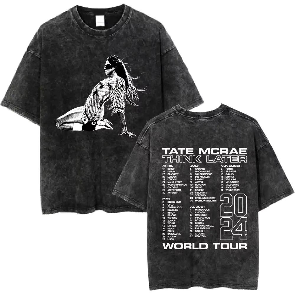 Tate McRae Graphic T Shirt Washed Black Y2K Streetwear Unisex Tee9