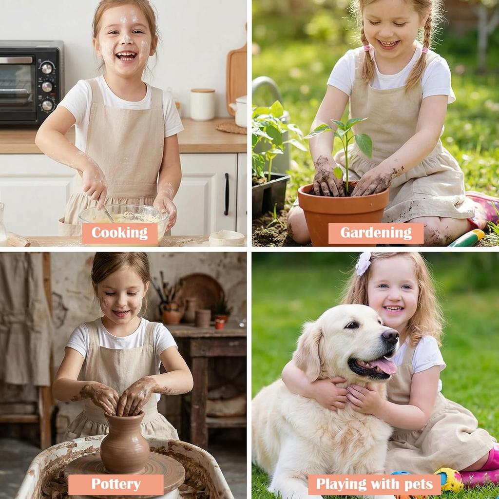 Kids Cross Back Apron with Pockets, Toddler Apron for Girls and Boys, Japanese Style Pinafore Aprons for Toddler Painting, Cooking, Baking, Gardening