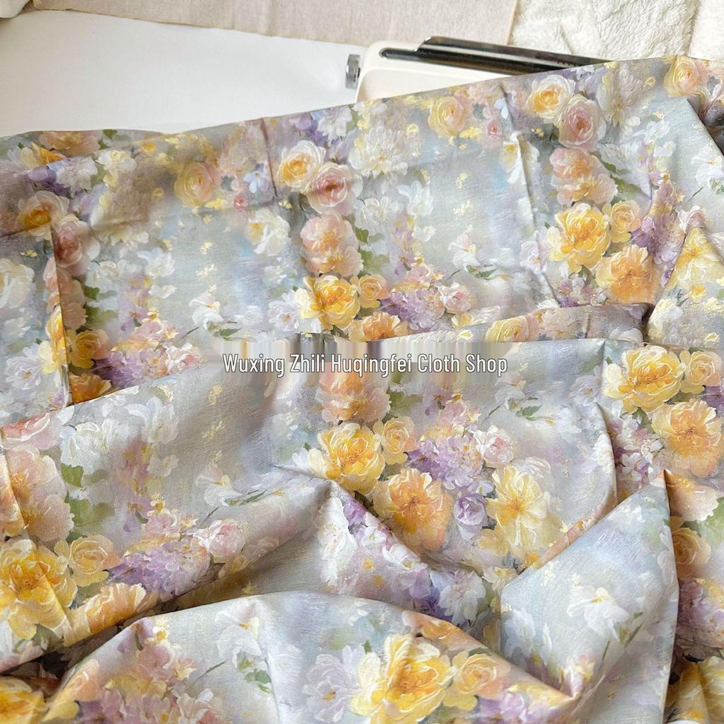 100% Cotton Digital Print Vintage Floral Fabric for Women's & Children's Dresses, Pajamas, Homewear, Bags