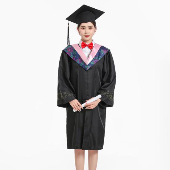 Матовая выпускная мантия бакалавра, шапочка с кисточками, комплект с V-образным вырезом и длинными рукавами, выпускной комплект с шапочкой и мантией, реквизит для фотосессий на выпускной