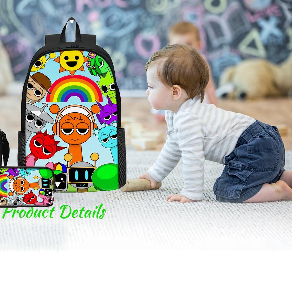 Large-capacity Backpack For Primary And Secondary School Students, Cartoon Shoulder Bag And Pencil Case For Children