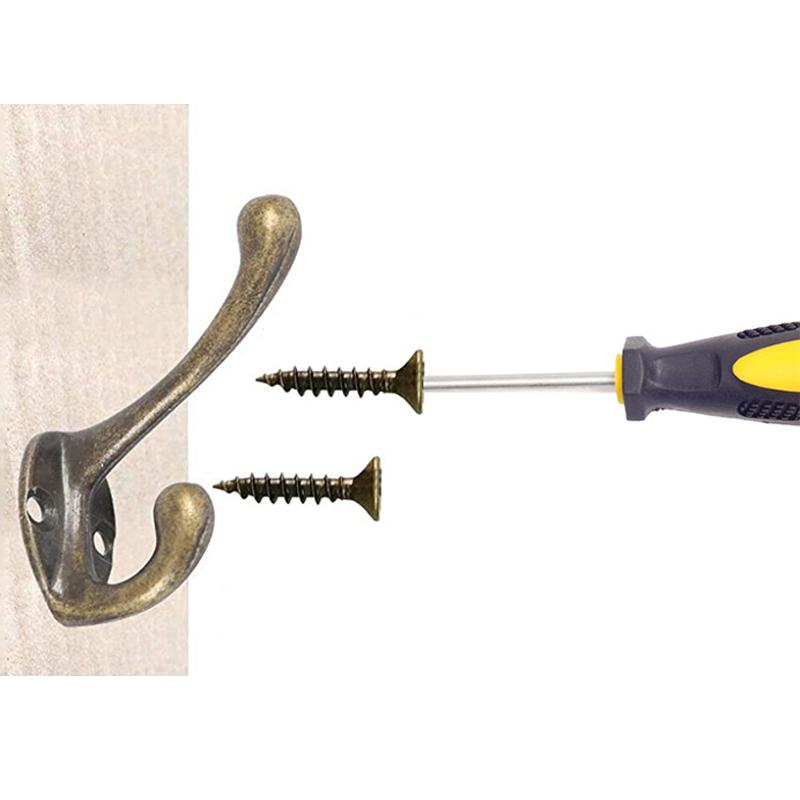 10/20Pcs Coat Hooks Bathroom Wall Mounted Dual Coat Rack Bronze Vintage Clothes Hanger Towel Kitchen Key Hook