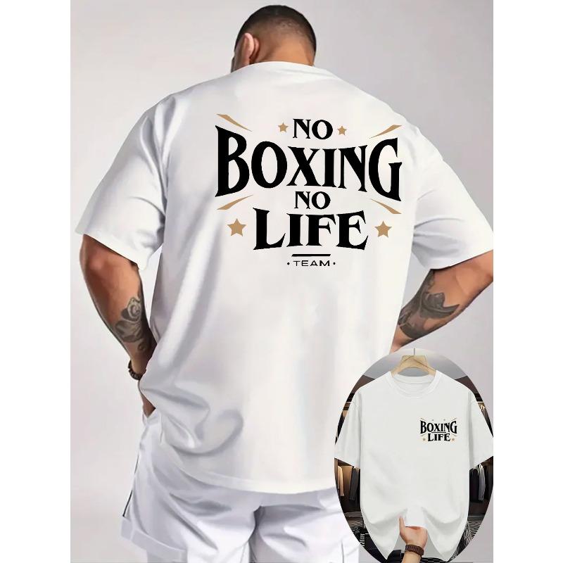 Мужская летняя футболка с принтом BOXING - Дышащая повседневная футболка с коротким рукавом с надписью BOXING, с круглым вырезом, подходит для спортзала, улицы и повседневной носки