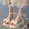 Korean Version of Princess Holiday Sandals Women Wear Summer 2024 New Bow Platform Fairy Style with Skirt Sandals