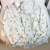 Spring and Autumn Women's Pajamas Loungewear Set Girl Casual Long Sleeve Sweet Fresh Cloud Cotton Pajamas Loungewear Set