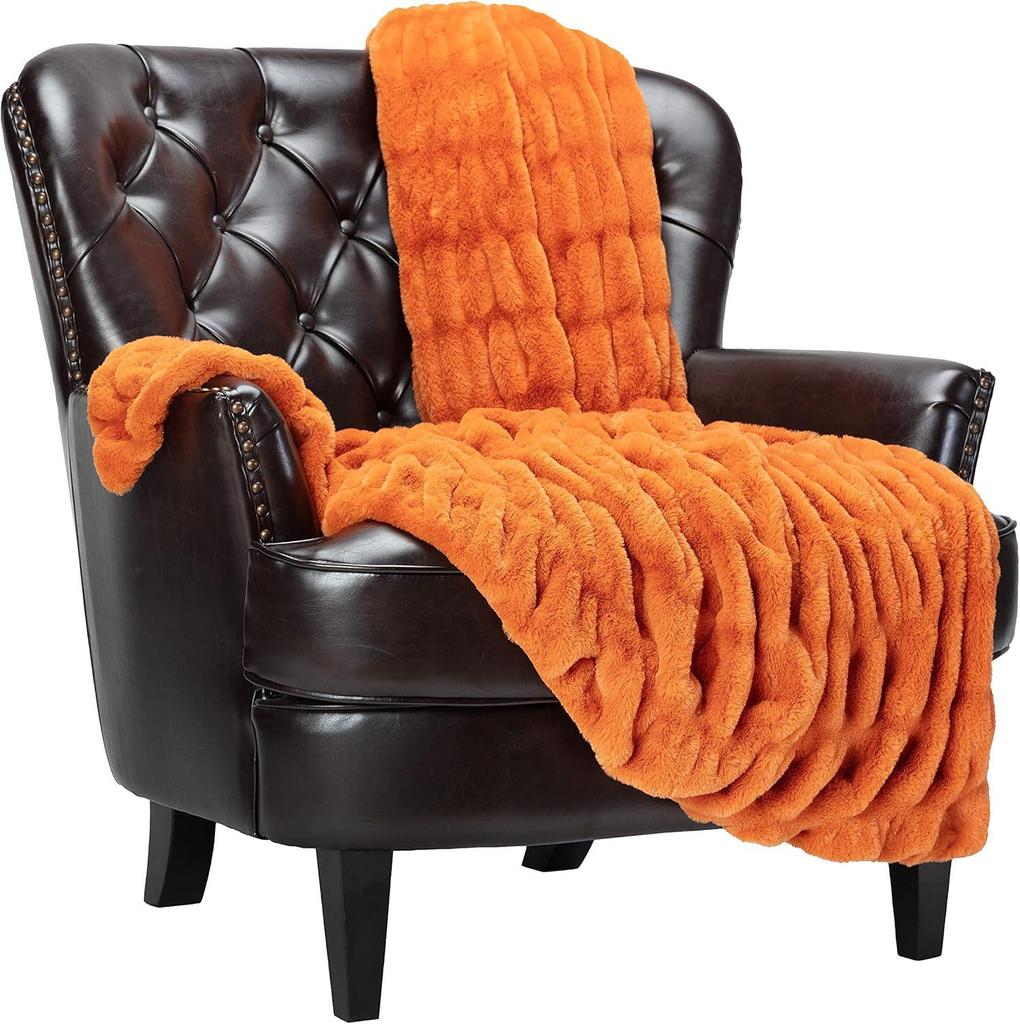 Плед из спандекса с эластичным принтом тай-дай и кроличьим мехом для осени и зимы - Толстый, теплый, мягкий