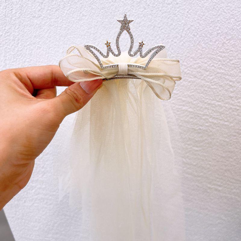 Новые заколки для волос с жемчужным бантом, марлевые 3D милые заколки принцессы для детей, головные уборы, аксессуары для волос для девочек