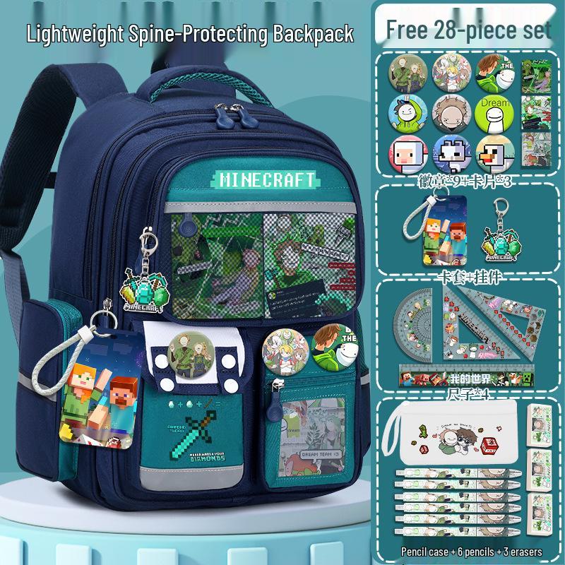Minecraft School Backpack for Boys, Grades 3-6: Large Capacity, Lightweight, Reduces Burden