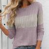 Женские топы с круглым вырезом и длинным рукавом, цветные ребристые трикотажные топы свободного кроя, повседневные свитера, повседневная одежда