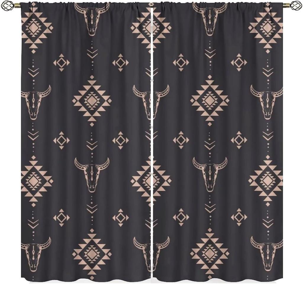 Vintage West Cowboy Window Curtains Rustic Wild West Cowboy Ride Horse and Desert Cactus Window Treatments for Bedroom Living