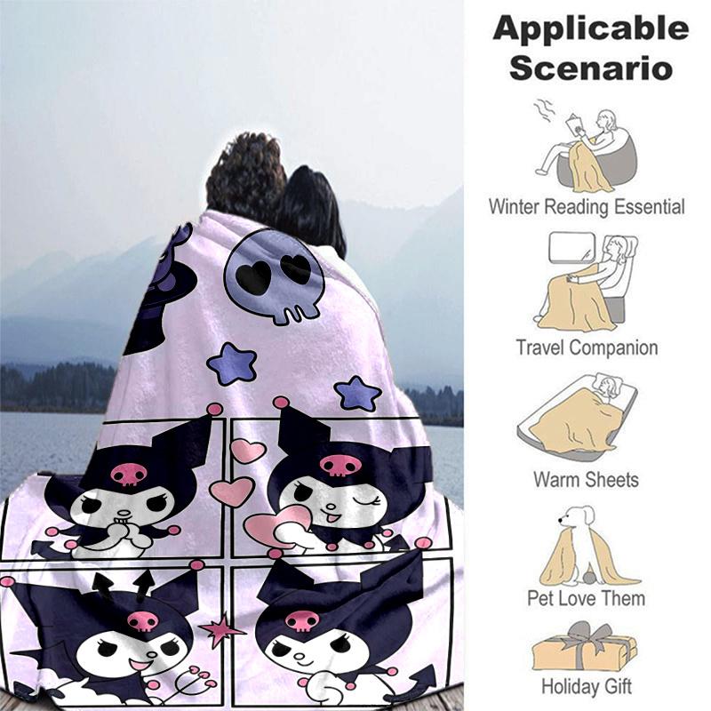 1pc Kuromi Blanket, Seasonal Universal Home Decorative Throw, Living Room, Travel, Camping, Car Blankets, Beach, Office Naps, Perfect Gift for Fans.H0
