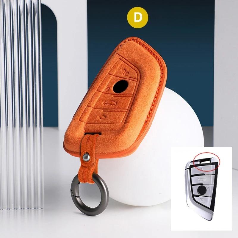 Car Key Case Cover for BMW 3 5 Series X1 X2 X3 X4 X5 X6 X7 F30 F90 F10 G30 G60 E60 F48 F39 E70 F15 F16 325li 530 Suede Keychain