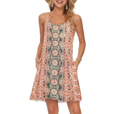 Женское летнее повседневное платье-майка с тонкими бретелями, расклешенное, пляжная накидка с карманами