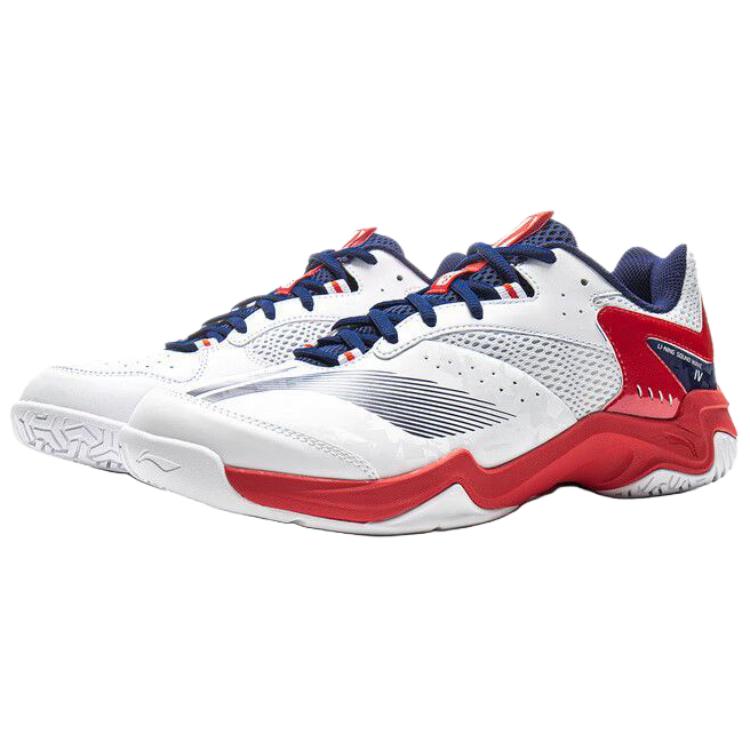 Li Ning Sound Wave IV Спортивные Удобные Износостойкие Дышащие Низкие Кроссовки для Бадминтона Унисекс Белый Красный AYTV015-3