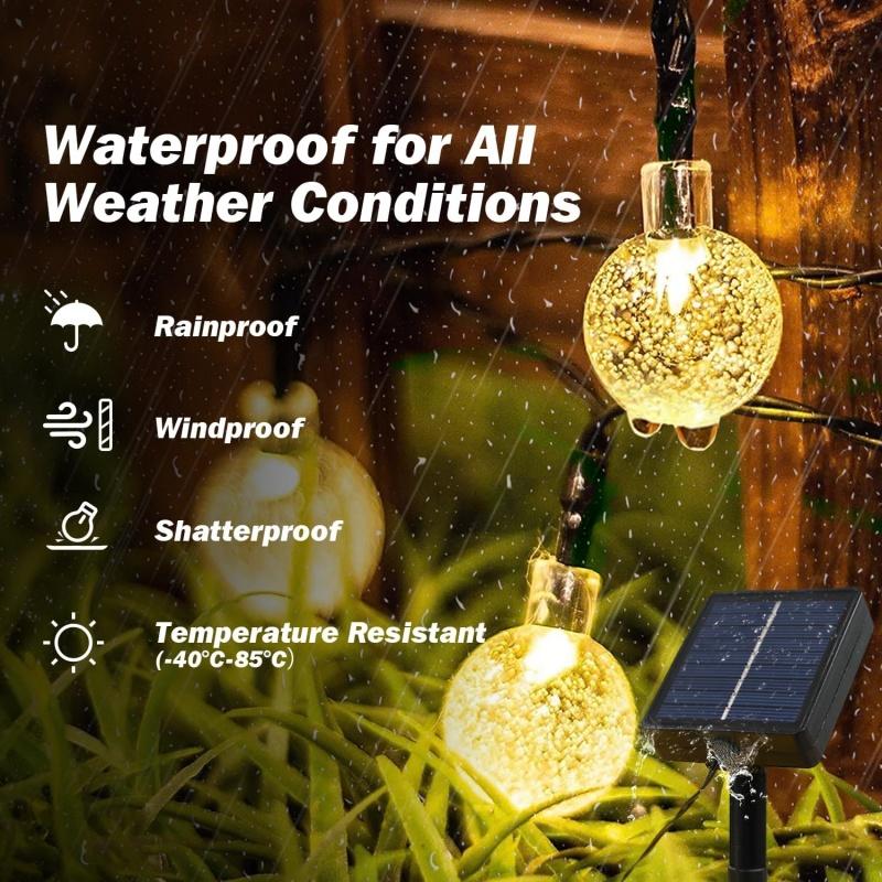 60 LED Crystal Globe Solar String Lights Waterproof 8 Modes Outdoor Patio Garden Party Tree Decor