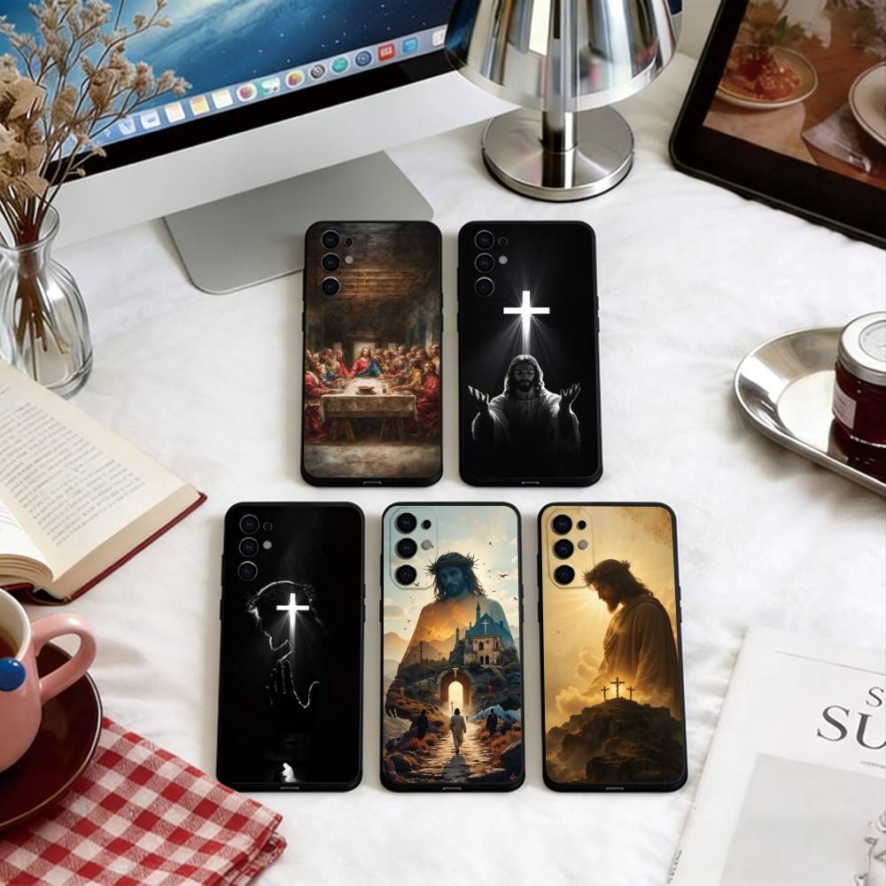 Чехол для телефона с изображением Иисуса Христа для Samsung S25, S24, S21, S22, S23, S30, Ultra, S20, Plus, Fe, Мягкий силиконовый черный чехол