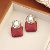 Новые винно-красные кожаные серьги с жемчугом, серьги в литературном ретро-этническом стиле, индивидуальные антикварные серебряные серьги-иглы