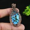 Natural Copper Blue Turquoise Gemstone Copper Wire Wrap Pendant 2.25 v1R54