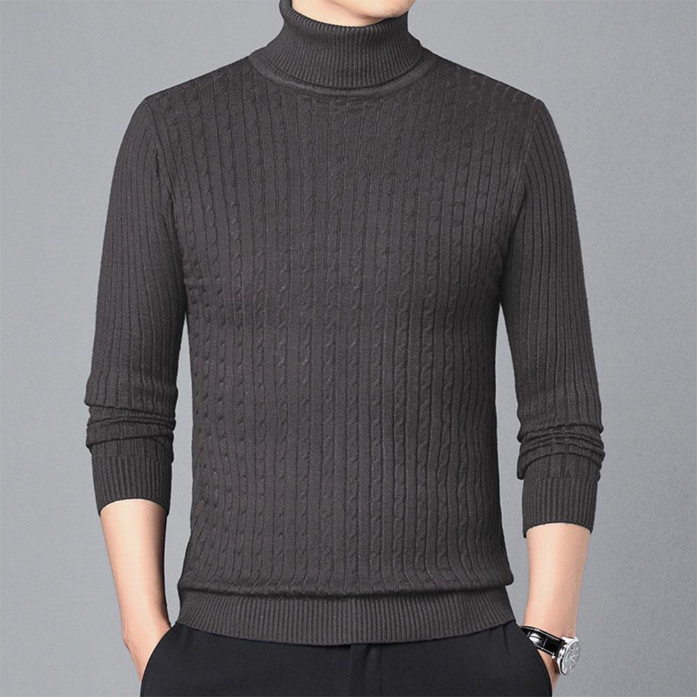 Autumn Men's Turtleneck Knitted Sweaters Winter Warm Slim Fit Pullover Sweater Breathable Solid Color Streetwear Tracksuit