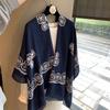 Spring And Autumn With Roses Embroidered Silk Scarves Cape Yarn Scarves Versatile Fashion Thin Shade Comfortable Versatile Shawl