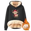 Women's Fashion Hooded Padded Thickened Warm Christmas Printed Loose Pullover Sweatshirt
