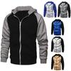 New Men's Zip-Up Color Block Hoodie with Casual Stylish & Durable Fall/Winter Top Raglan Sleeves Hoodies Sweatshirt Male